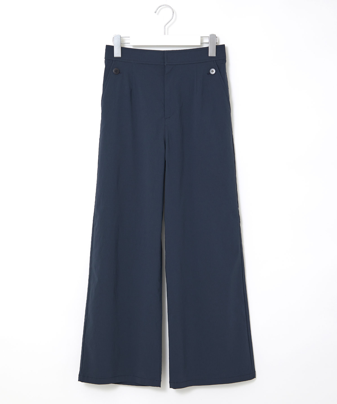 エステルパンツ　XS 濃紺 WEB限定/OUTLET】【KSW】【春夏】ウールブレンド 0タックパンツ