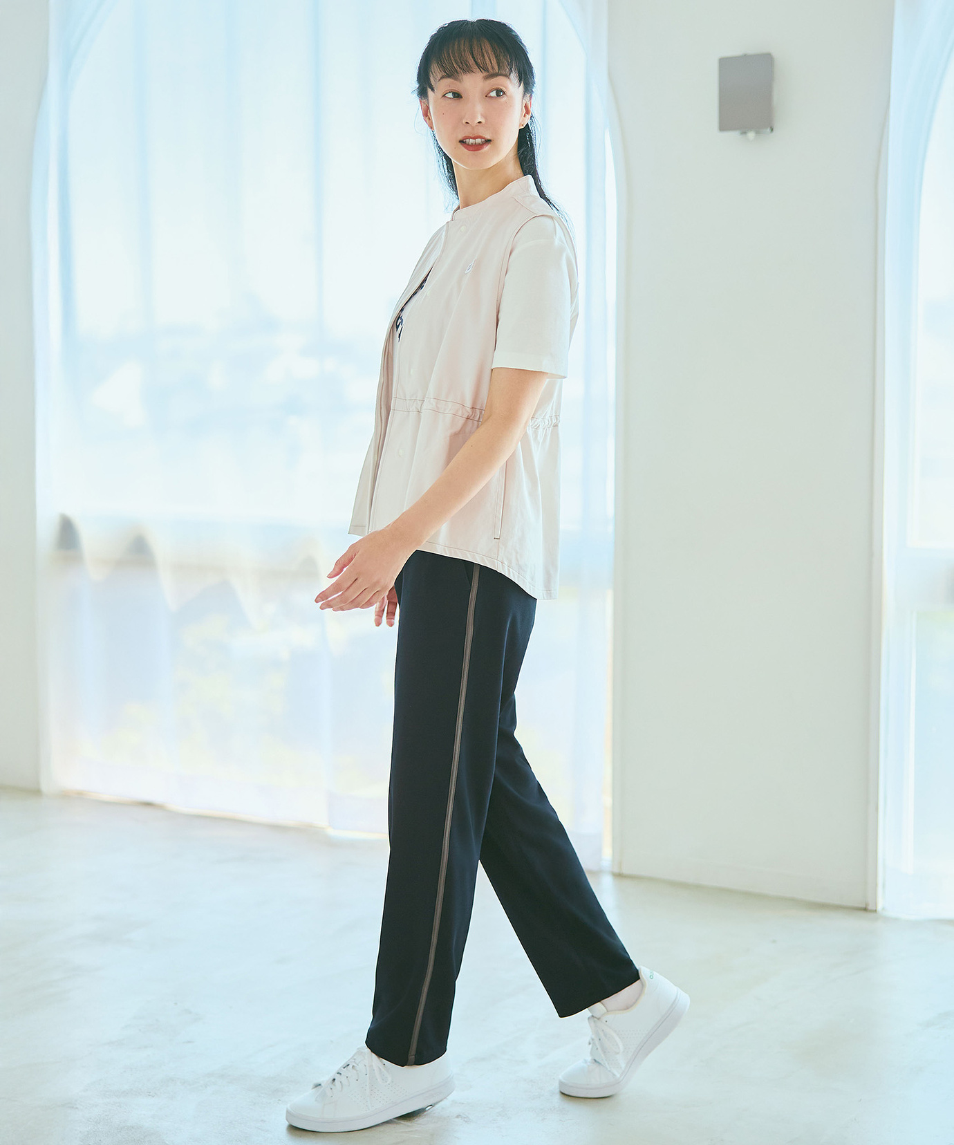 ホワイト MARINE スリムフィットパンツ XTFTP01J3 裏起毛 コットンライク スリムパンツ