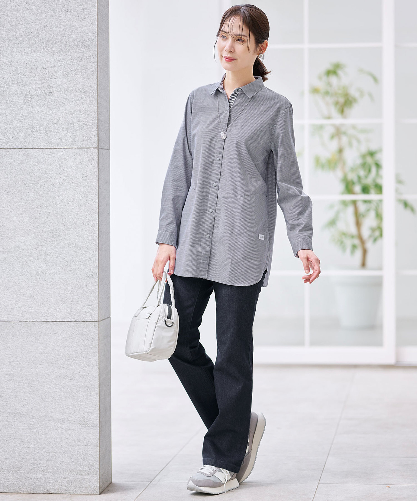 レディース ギンガムチェック シャツ チュニック通販 [2021-56700