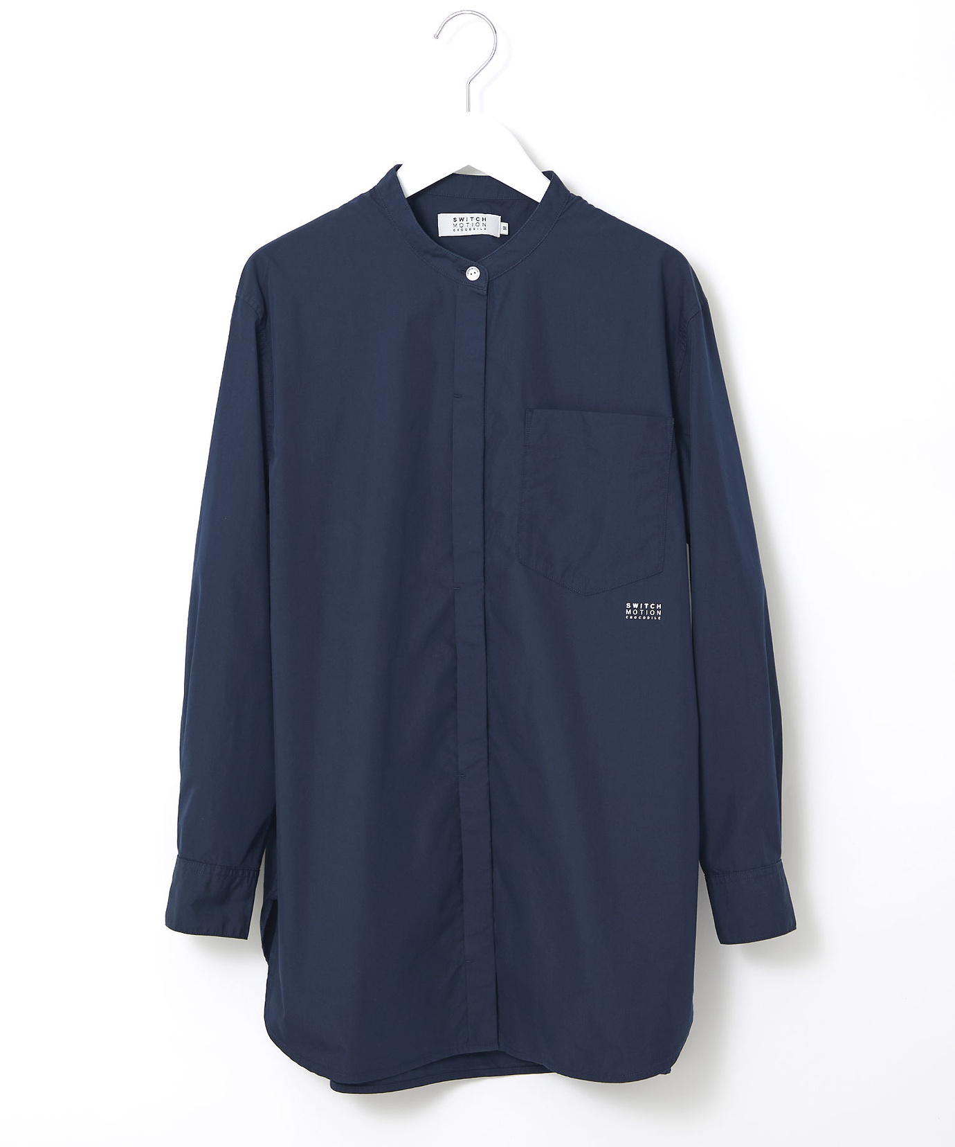 45rpm ダークネイビー ボタン付きバンドカラーチュニック 45rpm ダークネイビー ボタン付きバンドカラーチュニック