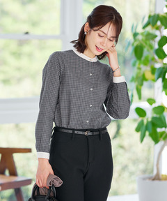 レディース バンドカラー チェック柄 ブラウス通販 [0101-56100