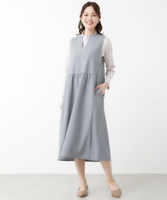 レディース Vネック 切り替え ジャンパースカート通販 [0121-51701