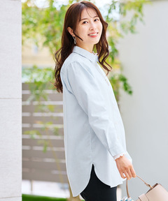 レディース ノンアイロン ストライプ チュニック【シワになりにくい