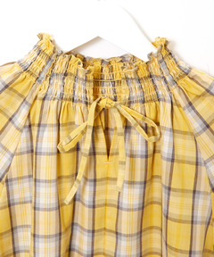 レディース シャーリング 2WAY チェックブラウス通販 [0201-55150