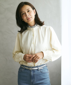 レディース コットン ギャザー ブラウス通販 [0201-55157