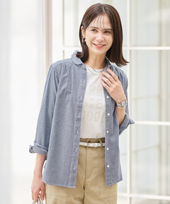 レディース ショールカラー ギンガムチェック ブラウス通販 [0201