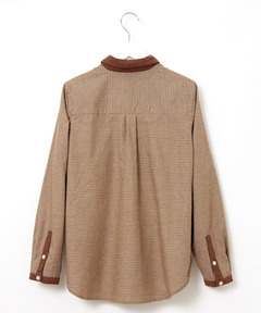 極美品☆ビアズリー ウール 後ろギャザー キーネックブラウス 千鳥格子 ゆったり 極美品☆ビアズリー ウール 後ろギャザー キーネックブラウス 千鳥格子