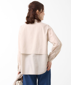 ベイジ, BEIGE, 【洗える】STOW / バンドカラーフリルブラウス （Navy 
