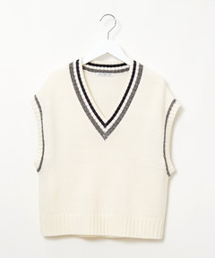 レディース ウールブレンド チルデン ニットベスト通販 [0203-48351