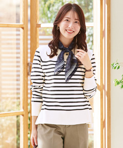 セオリー カシミヤ混 パネルボーダーセーター 厚手 軽い M~L相当 極美品 セオリー カシミヤ混 パネルボーダーセーター 厚手 軽い M~L相当 極美品