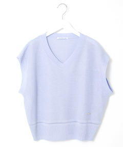 レディース リネンブレンド Vネック ニットベスト通販 [0203-51351