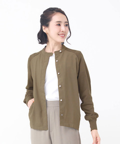 レディース サテン ドッキング ニットブルゾン通販 [0203-53350