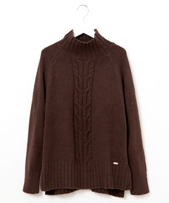 ドゥロワー ショルダー アランニット ケーブル編み モカブラウン