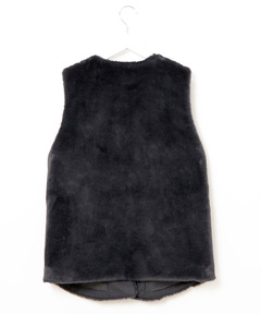 チャコールファーレザーベスト リベリー Riberry ペプラムファーベスト （チャコールグレー