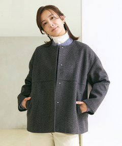 レディース ノーカラー ショート コート通販 [0204-57454