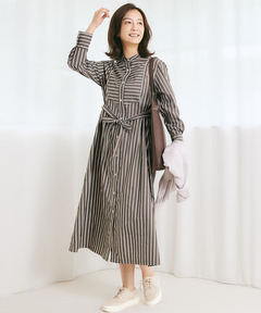 レディース ヨーク切り替え ストライプ ワンピース通販 [0221-55750