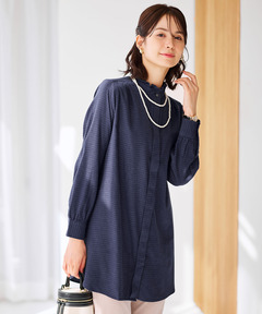 美品⁂センソユニコ⁂ロングシャツ　チュニック　チェック　フリルハイネック　変形 レディース 起毛 襟フリル チェックチュニック通販 [0221-57750