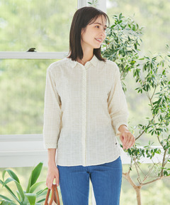 レディース カラミクロスドビー チェック ブラウス【JAPAN FABRIC