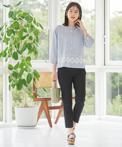 レディース コットン 裾刺繍 ブラウス通販 [0301-53106