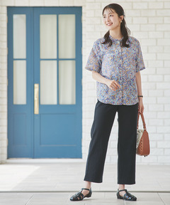 レディース フラワープリント 襟フリル ブラウス通販 [0301-53116