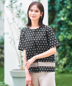 レディース コットン 総柄プリント ブラウス通販 [0301-54100