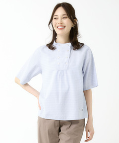 レディース ダブルボタン チェック ブラウス通販 [0301-54102