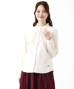 レディース 刺繍フリルデザイン 長袖 ブラウス通販 [0301-55118