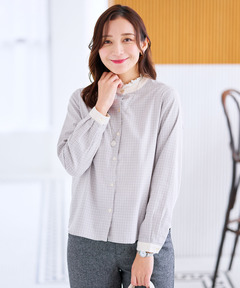 レディース バンドカラー チェック柄 ブラウス通販 [0301-56100