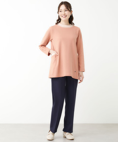 レディース コットンブレンド ドッキング ハイネックチュニック通販