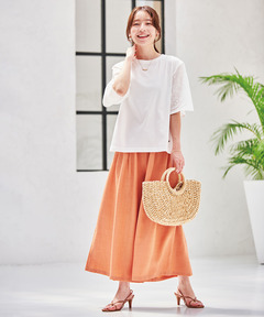 レディース コットン 五分袖 刺繍 Tシャツ通販 [0302-53220