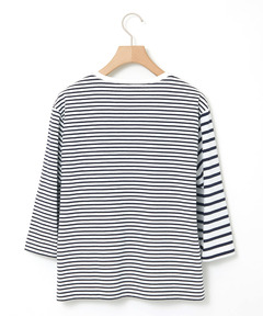 レディース ボーダー 切り替え 七分袖Tシャツ通販 [0302-63201