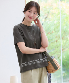 レディース 裾刺繍 スラブ天竺 Tシャツ通販 [0302-63229