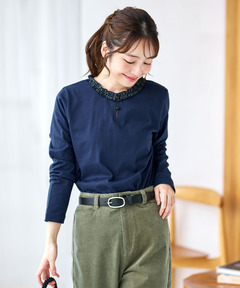 レディース フリル襟 長袖 Tシャツ通販 [0302-65212] - クロコダイル