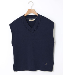 レディース サイドスリット Vネック ニットベスト【手洗いOK】通販
