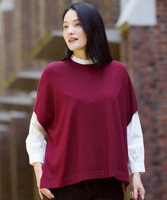 レディース ポンチョ風 ニット ベスト【手洗いOK】通販 [0303-55302