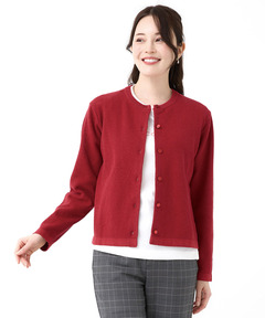 レディース ウールブレンド 鹿の子編み ニットカーディガン【手洗いOK