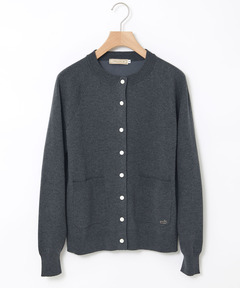 レディース クルーネック ダブルニット カーディガン【手洗いOK】通販