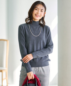 レディース ウールブレンド アゼハイネック ニットカットソー【手洗い