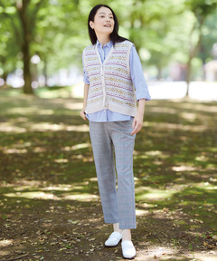 archivio ニットベスト ホワイト レディース ウールブレンド フェアアイル柄 ニット ベスト【手洗いOK