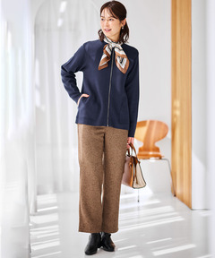 レディース シルクブレンド ジップアップ ニット カーディガン通販