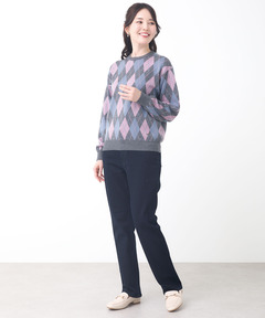 レディース ウールブレンド アーガイル柄 ニット【手洗いOK】通販