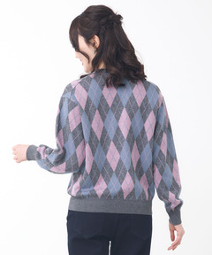 レディース ウールブレンド アーガイル柄 ニット【手洗いOK】通販