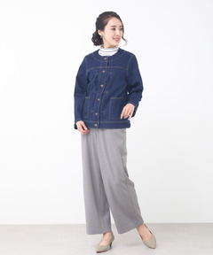 レディース ノーカラー デニムジャケット通販 [0304-55402
