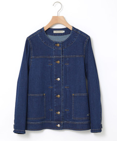 レディース ノーカラー デニムジャケット通販 [0304-55402