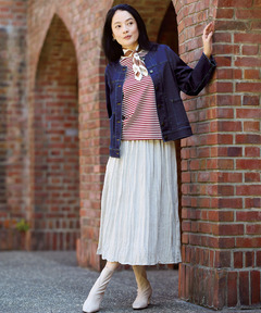 レディース ノーカラー デニムジャケット通販 [0304-55402