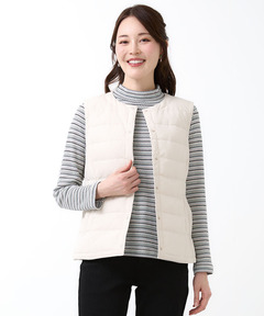 クロコダイル　レディース　ダウンベスト　軽量　大きいサイズ　3L　新品 レディース ノーカラー ダウン ベスト【一部店舗限定】通販 [0304