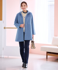 レディース ウールライク フード付き コート 通販 [0304-57402