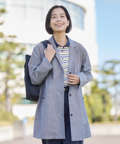 レディース リネンブレンド ロング ジャケット通販 [0304-61405