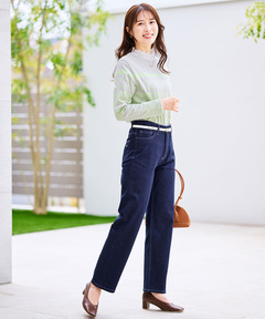 レディース ストレッチ ストレート デニムパンツ通販 [0305-61501