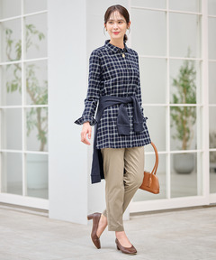 レディース 微起毛 チェック柄 チュニック【オンラインショップ限定